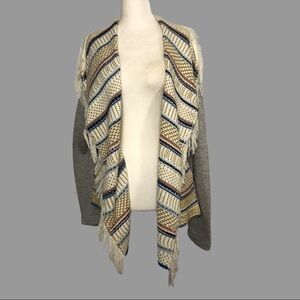 ❤️ S ❤️ NWT Anthro Cardigan Stripes Contrast Fringed Soft Sparkle Metallic